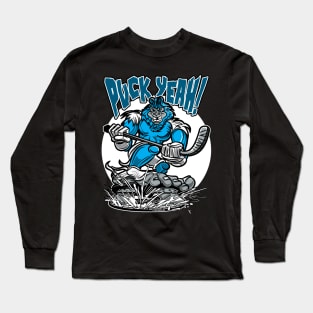 Puck Yeah Yeti Hockey Player Mascot Long Sleeve T-Shirt